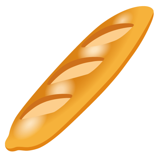 Google design of the baguette bread emoji verson:Noto Color Emoji 15.0