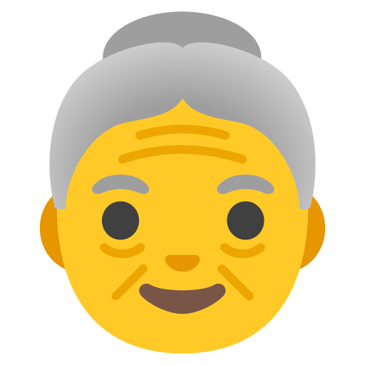 Google design of the old woman emoji verson:Noto Color Emoji 15.0