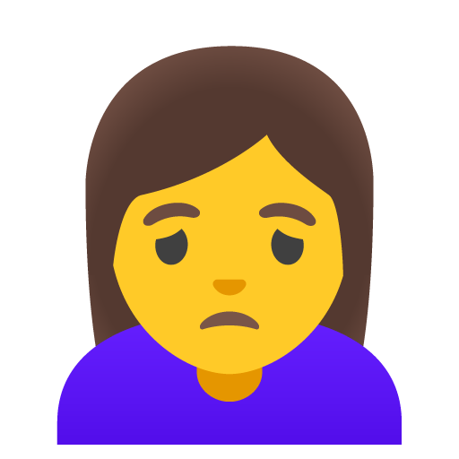 Google design of the woman frowning emoji verson:Noto Color Emoji 15.0