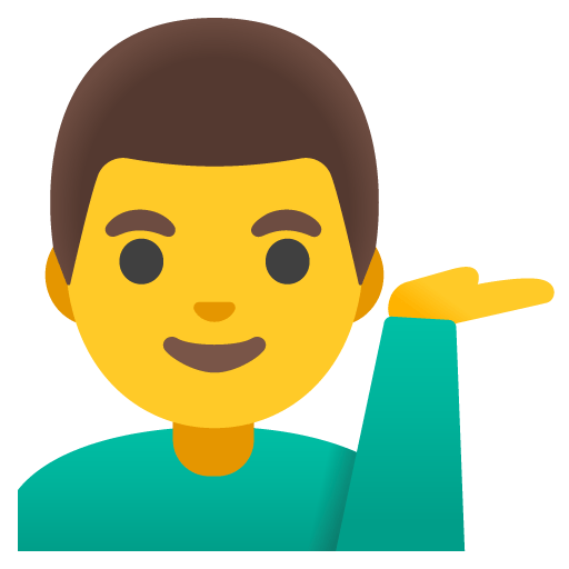Google design of the man tipping hand emoji verson:Noto Color Emoji 15.0