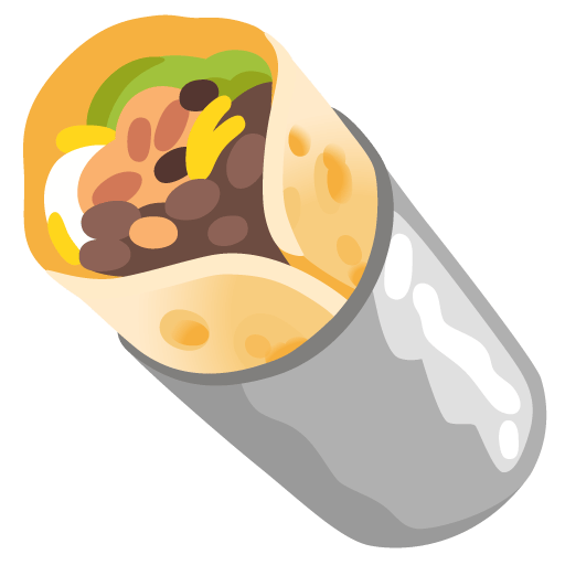 Google design of the burrito emoji verson:Noto Color Emoji 15.0