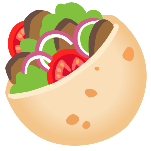 Google design of the stuffed flatbread emoji verson:Noto Color Emoji 15.0