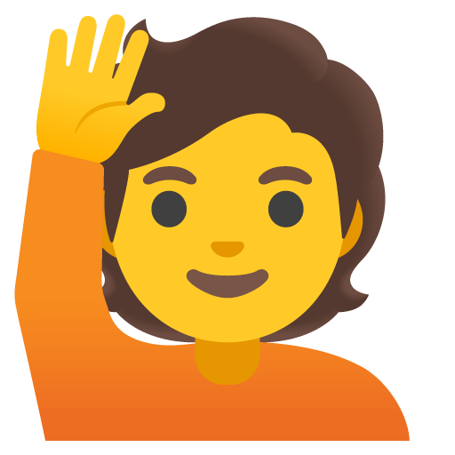 Google design of the person raising hand emoji verson:Noto Color Emoji 15.0