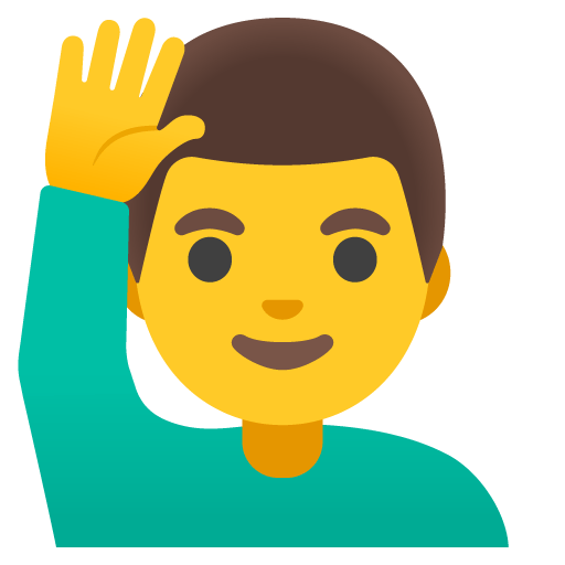 Google design of the man raising hand emoji verson:Noto Color Emoji 15.0