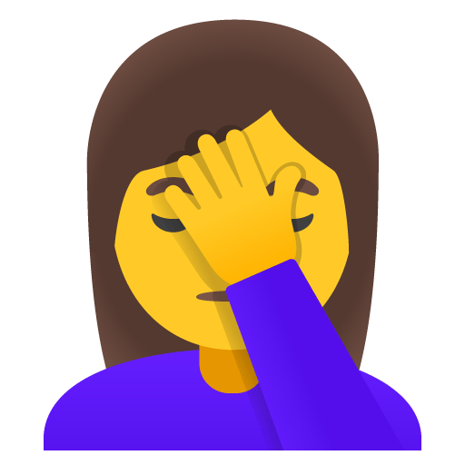 Google design of the woman facepalming emoji verson:Noto Color Emoji 15.0