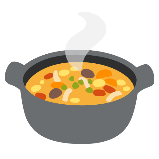 Google design of the pot of food emoji verson:Noto Color Emoji 15.0