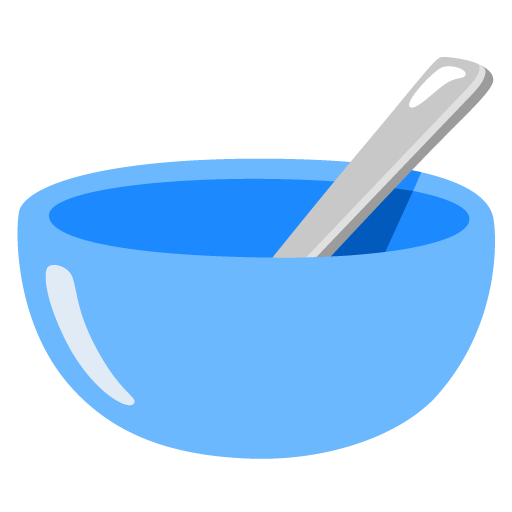 Google design of the bowl with spoon emoji verson:Noto Color Emoji 15.0
