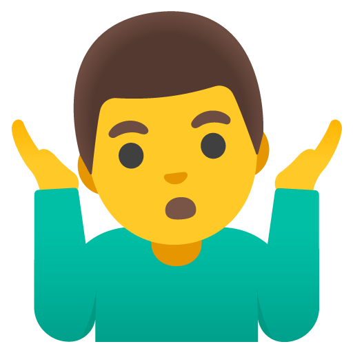 Google design of the man shrugging emoji verson:Noto Color Emoji 15.0