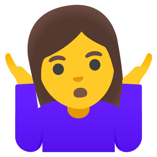 Google design of the woman shrugging emoji verson:Noto Color Emoji 15.0