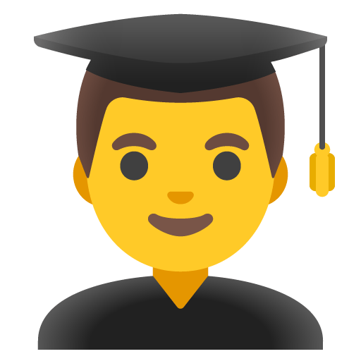Google design of the man student emoji verson:Noto Color Emoji 15.0