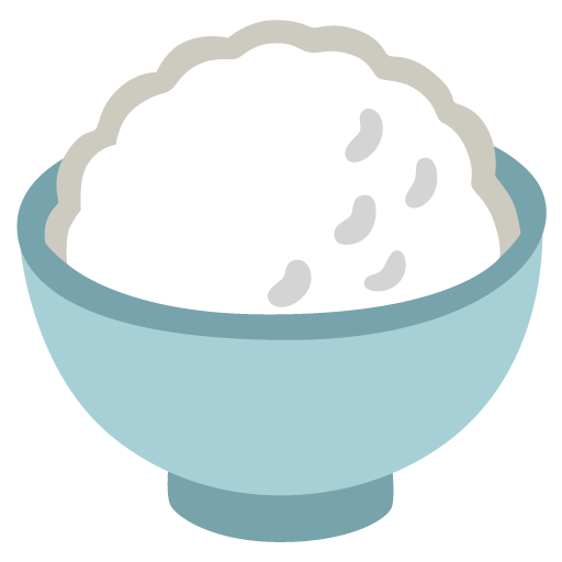 Google design of the cooked rice emoji verson:Noto Color Emoji 15.0