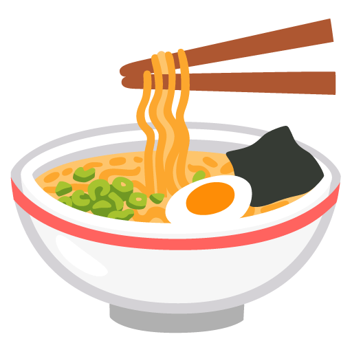 Google design of the steaming bowl emoji verson:Noto Color Emoji 15.0