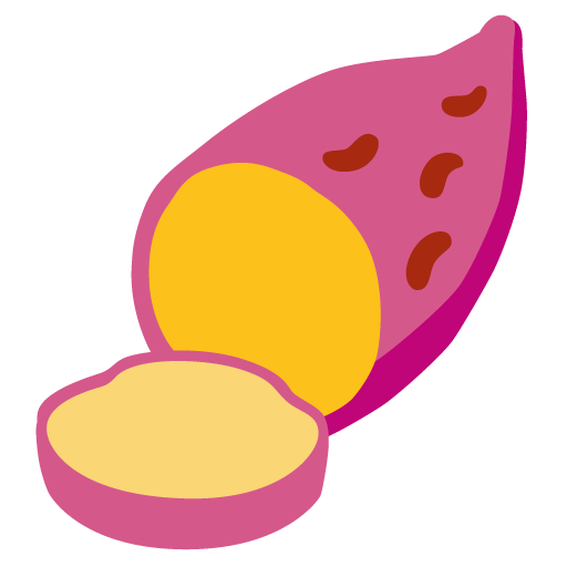 Google design of the roasted sweet potato emoji verson:Noto Color Emoji 15.0