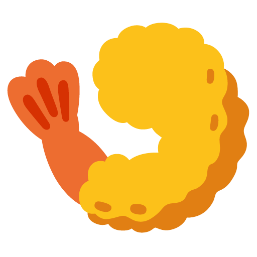 Google design of the fried shrimp emoji verson:Noto Color Emoji 15.0