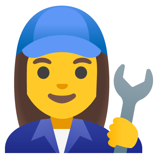 Google design of the woman mechanic emoji verson:Noto Color Emoji 15.0