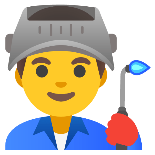 Google design of the man factory worker emoji verson:Noto Color Emoji 15.0