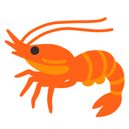 Google design of the shrimp emoji verson:Noto Color Emoji 15.0