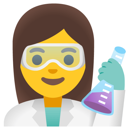 Google design of the woman scientist emoji verson:Noto Color Emoji 15.0