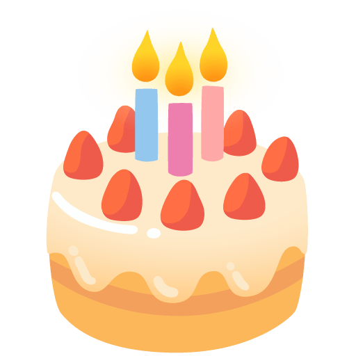 Google design of the birthday cake emoji verson:Noto Color Emoji 15.0