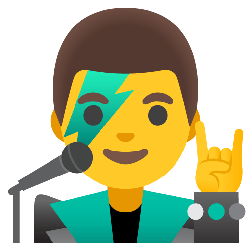 Google design of the man singer emoji verson:Noto Color Emoji 15.0