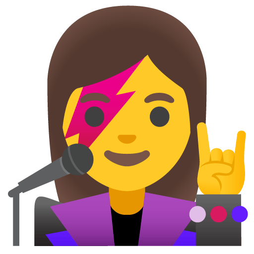 Google design of the woman singer emoji verson:Noto Color Emoji 15.0