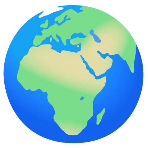 Google design of the globe showing Europe-Africa emoji verson:Noto Color Emoji 15.0