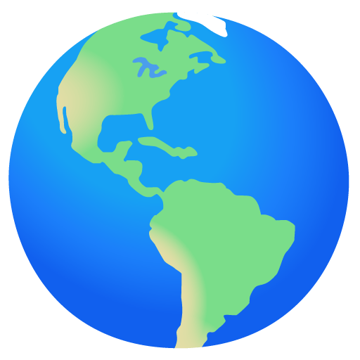 Google design of the globe showing Americas emoji verson:Noto Color Emoji 15.0