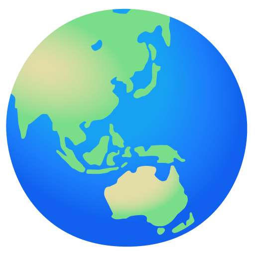 Google design of the globe showing Asia-Australia emoji verson:Noto Color Emoji 15.0