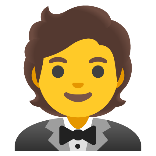 Google design of the person in tuxedo emoji verson:Noto Color Emoji 15.0