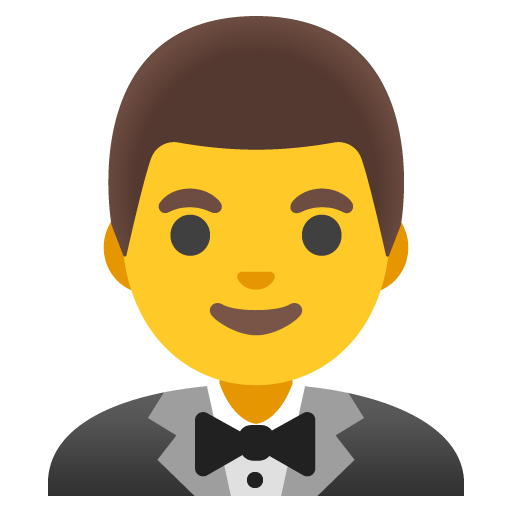 Google design of the man in tuxedo emoji verson:Noto Color Emoji 15.0