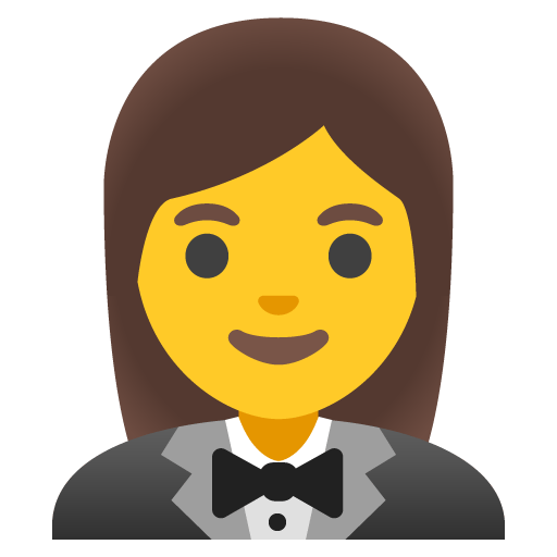 Google design of the woman in tuxedo emoji verson:Noto Color Emoji 15.0