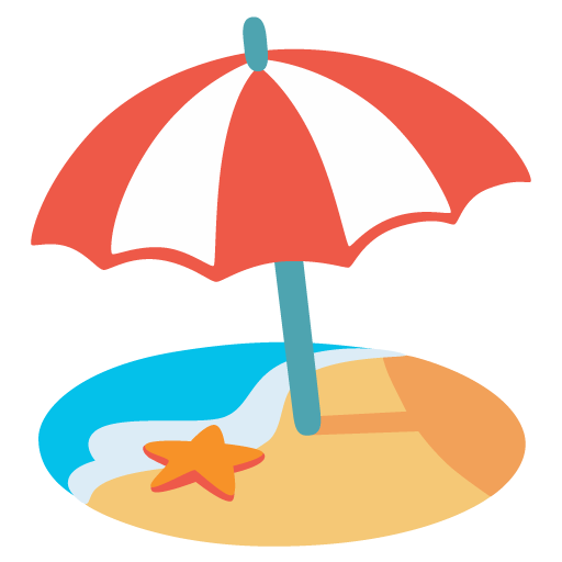 Google design of the beach with umbrella emoji verson:Noto Color Emoji 15.0