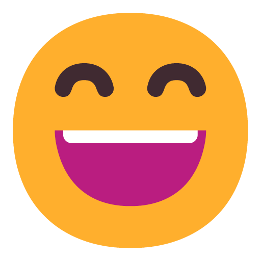 Microsoft design of the grinning face with smiling eyes emoji verson:Windows-11-22H2