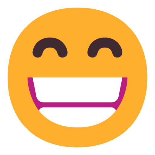 Microsoft design of the beaming face with smiling eyes emoji verson:Windows-11-22H2