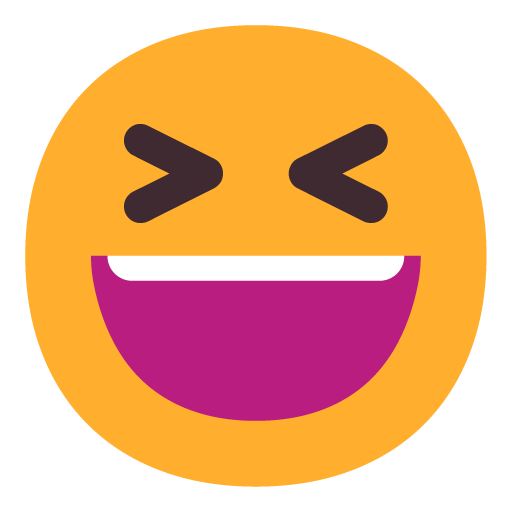Microsoft design of the grinning squinting face emoji verson:Windows-11-22H2