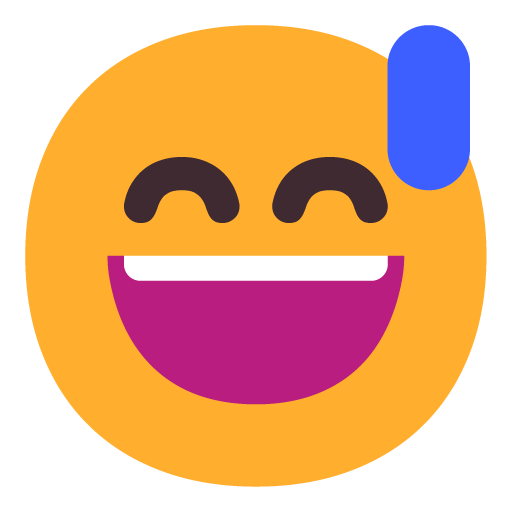 Microsoft design of the grinning face with sweat emoji verson:Windows-11-22H2