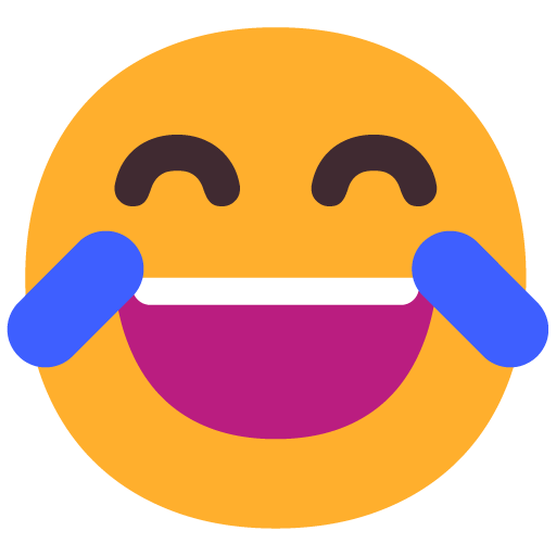 Microsoft design of the face with tears of joy emoji verson:Windows-11-22H2