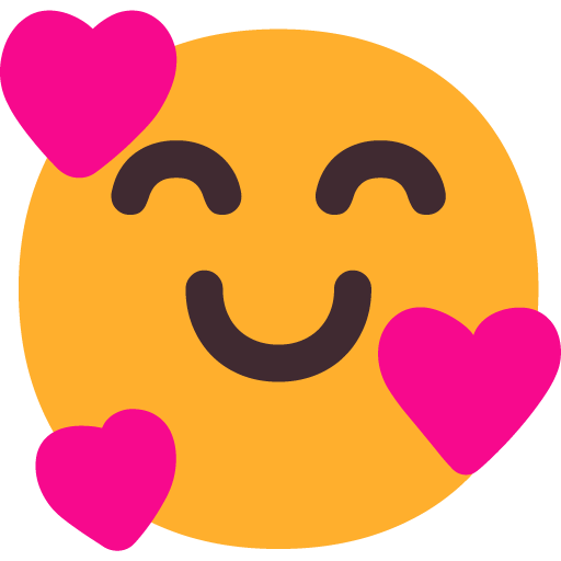 Microsoft design of the smiling face with hearts emoji verson:Windows-11-22H2