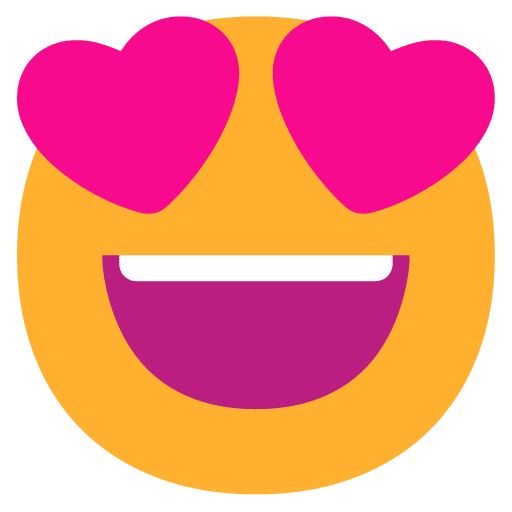 Microsoft design of the smiling face with heart-eyes emoji verson:Windows-11-22H2