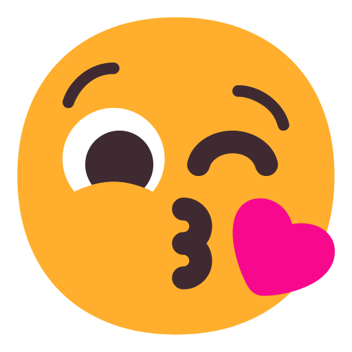 Microsoft design of the face blowing a kiss emoji verson:Windows-11-22H2