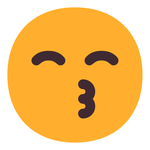 Microsoft design of the kissing face with smiling eyes emoji verson:Windows-11-22H2