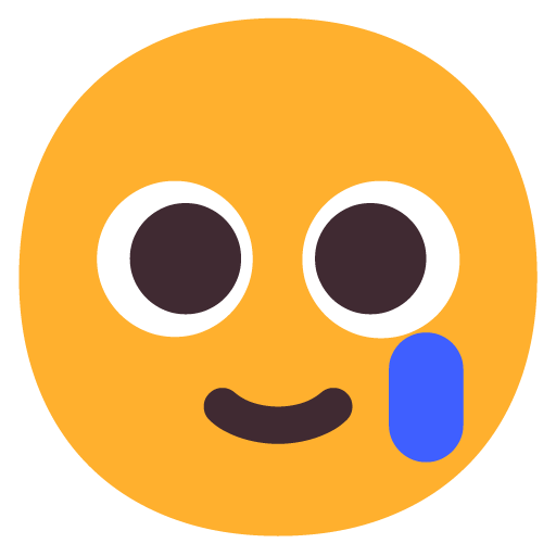 Microsoft design of the smiling face with tear emoji verson:Windows-11-22H2