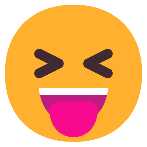 Microsoft design of the squinting face with tongue emoji verson:Windows-11-22H2