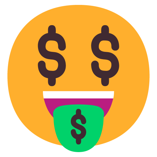 Microsoft design of the money-mouth face emoji verson:Windows-11-22H2