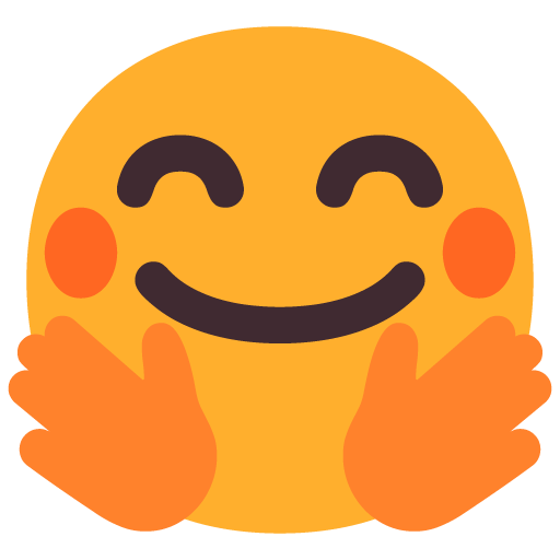Microsoft design of the smiling face with open hands emoji verson:Windows-11-22H2