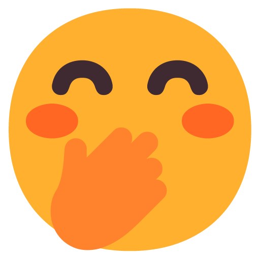Microsoft design of the face with hand over mouth emoji verson:Windows-11-22H2