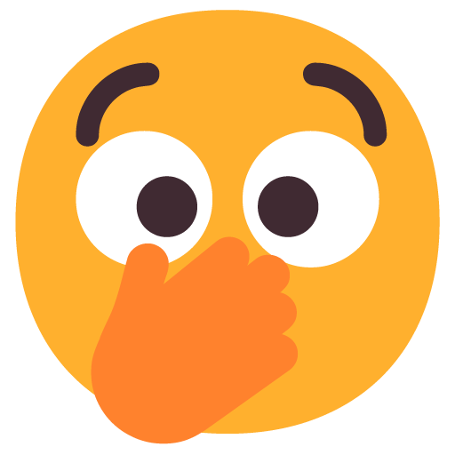 Microsoft design of the face with open eyes and hand over mouth emoji verson:Windows-11-22H2