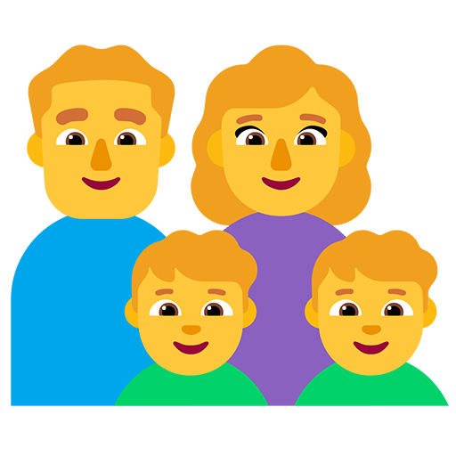 Microsoft design of the family: man woman boy boy emoji verson:Windows-11-22H2