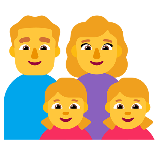 Microsoft design of the family: man woman girl girl emoji verson:Windows-11-22H2