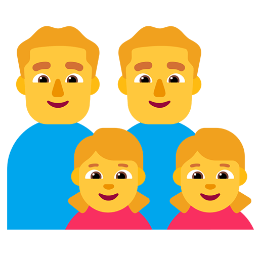 Microsoft design of the family: man man girl girl emoji verson:Windows-11-22H2